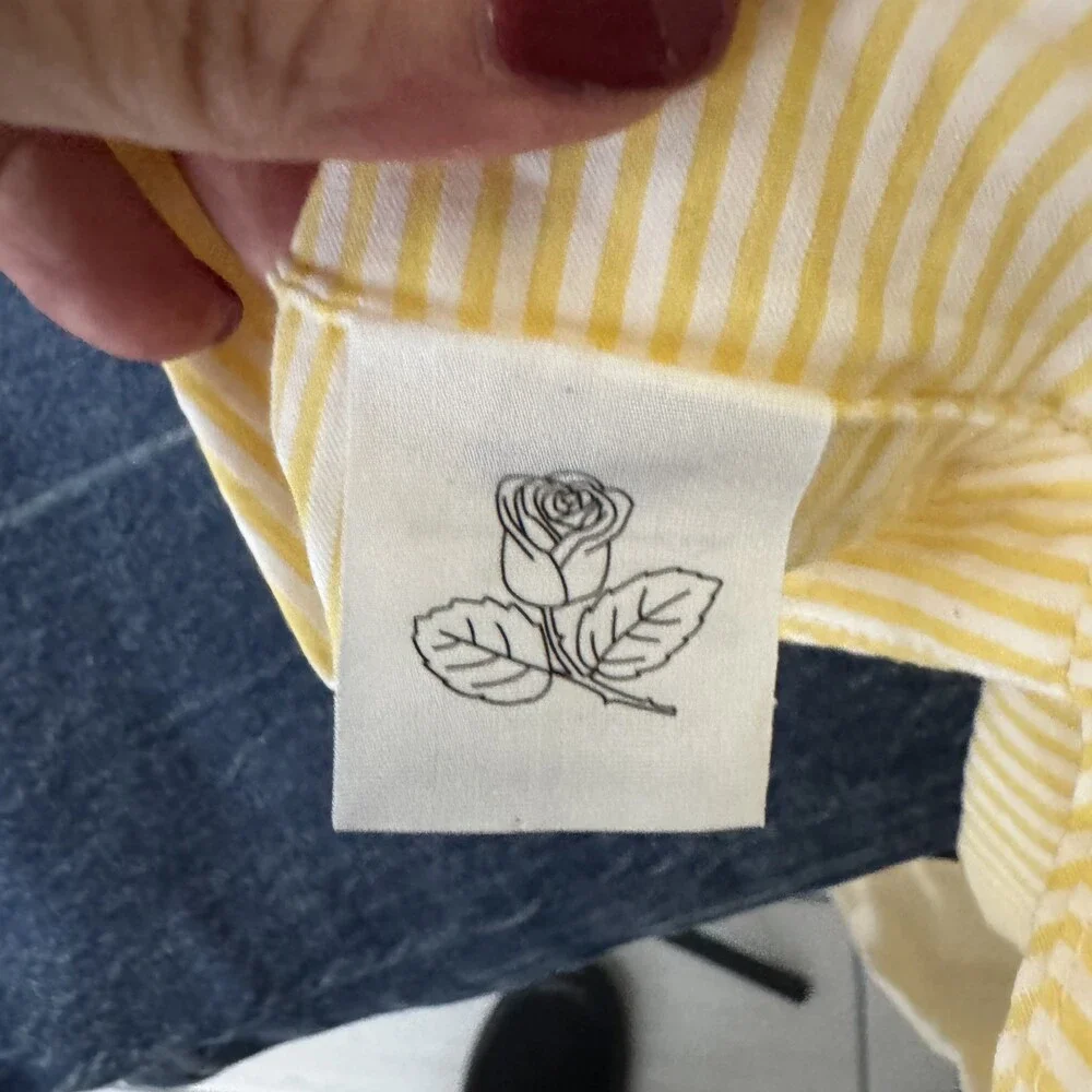 Bernadette Marilyn Striped Cotton Seersucker Halter Top Yellow Size 8 Medium 38 - Picture 7 of 9